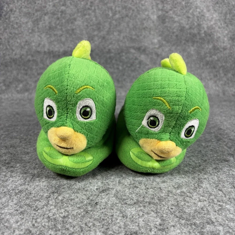 PJ Masks Gekko Plush Slippers Toddler Size M 7-8 Green Character House Shoes